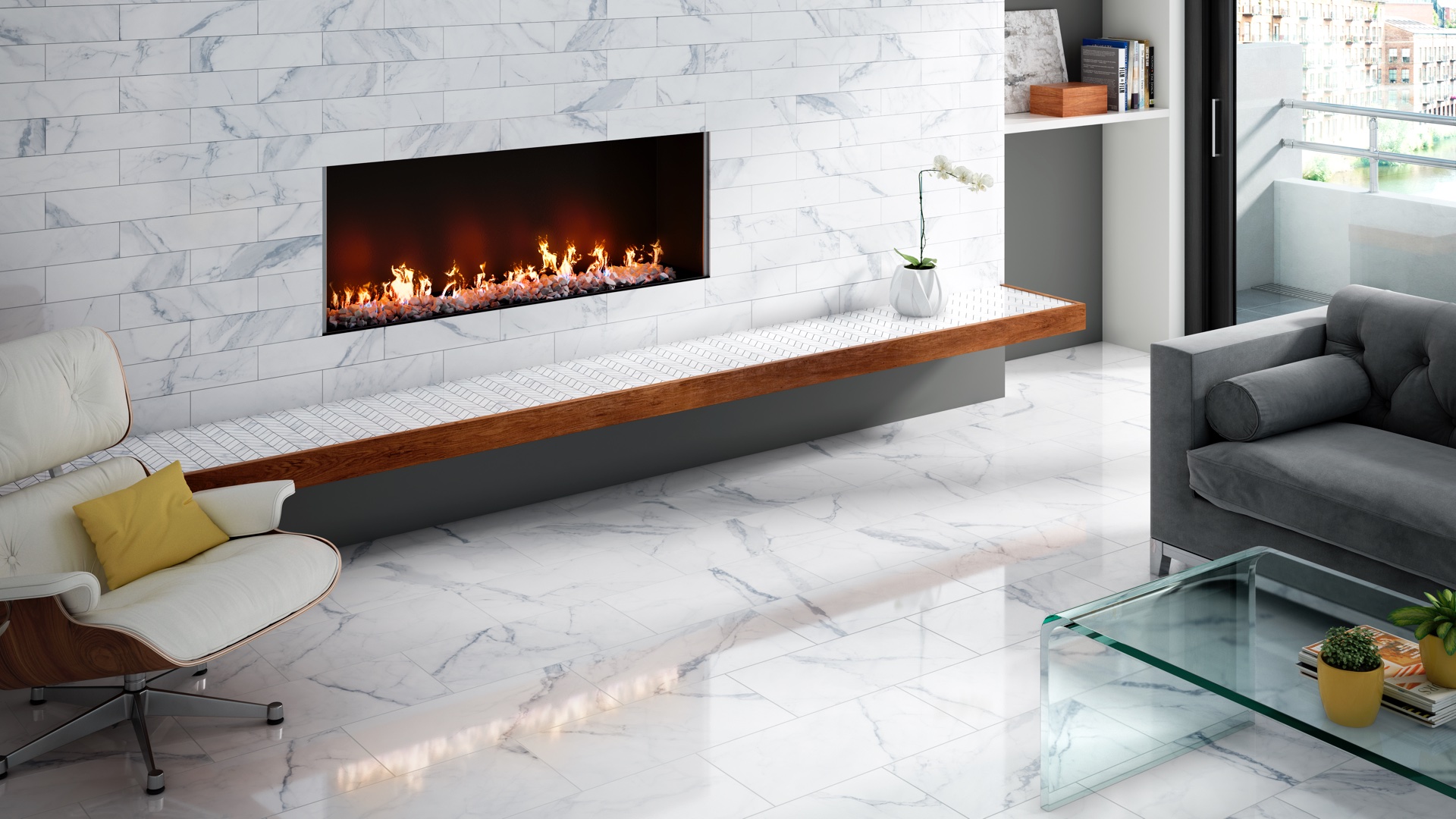 White Marble Porcelain Collection Statuary Living Room Gbi